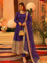 Premium Roman Silk Anarkali Gown Set with Dupatta