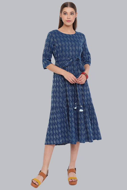 Blue Cotton Woven Dress