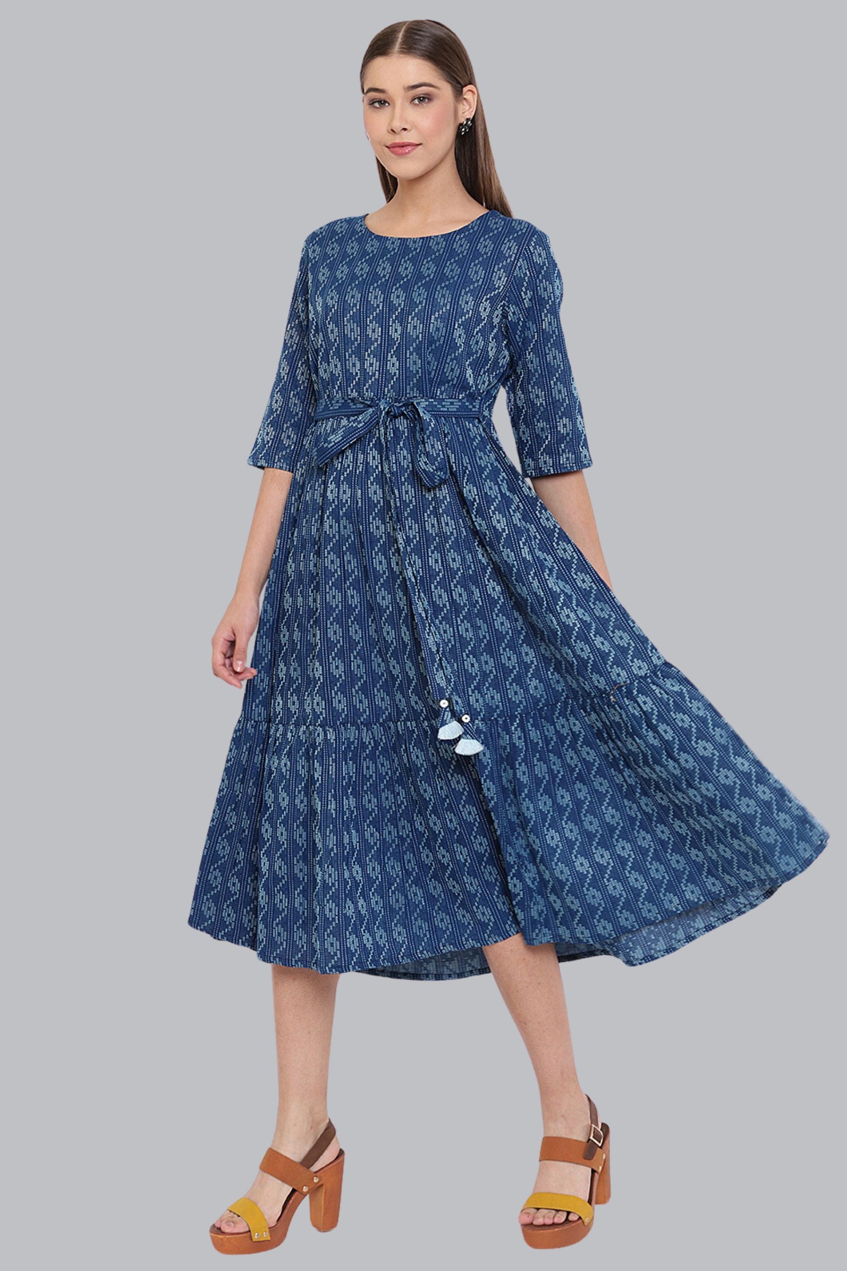 Blue Cotton Woven Dress