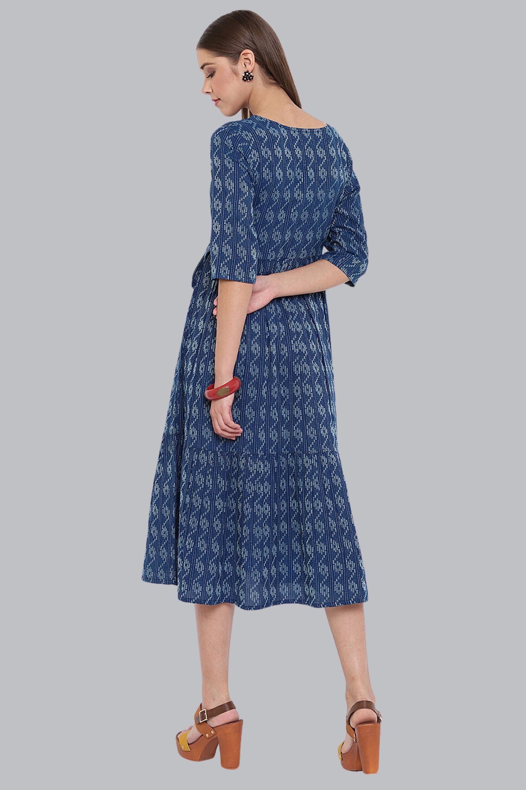 Blue Cotton Woven Dress