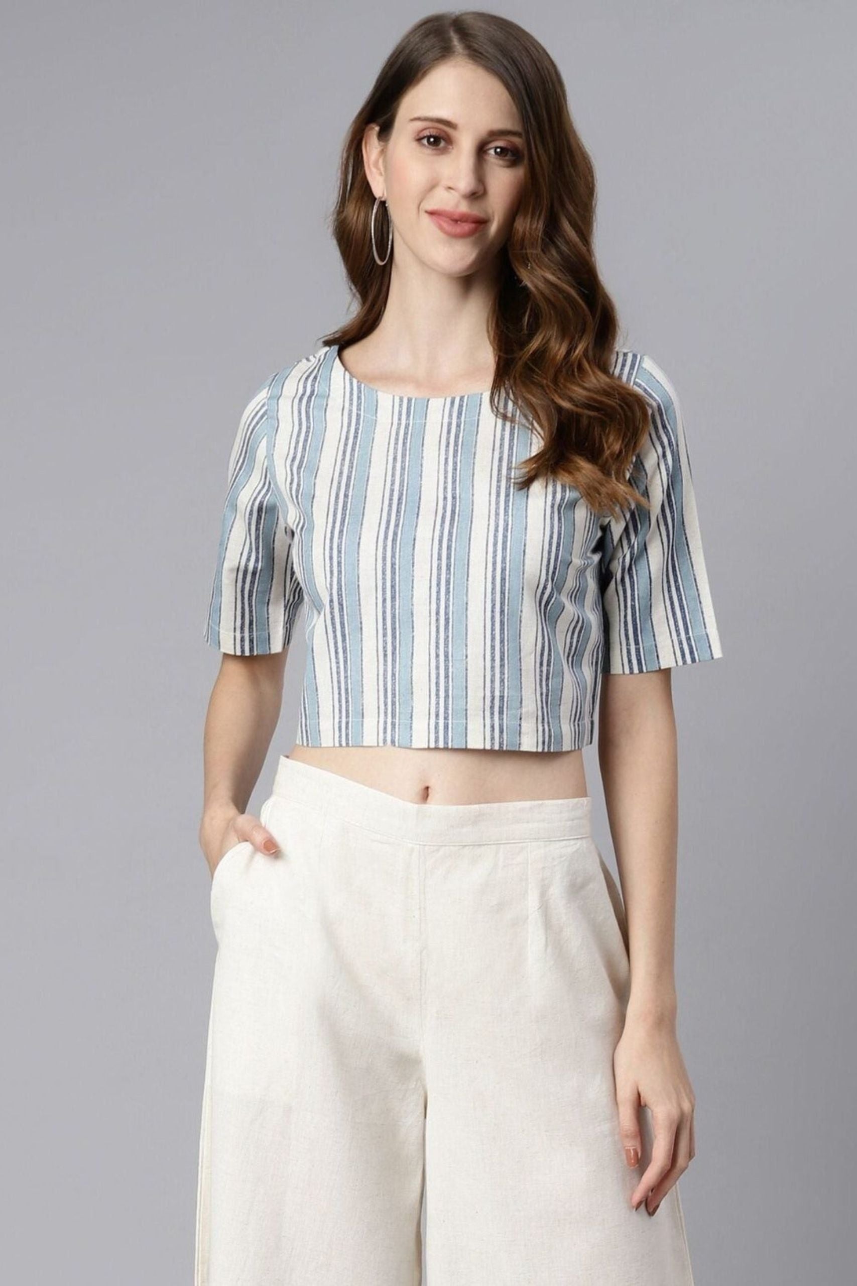 Blue Cotton Cambric Top