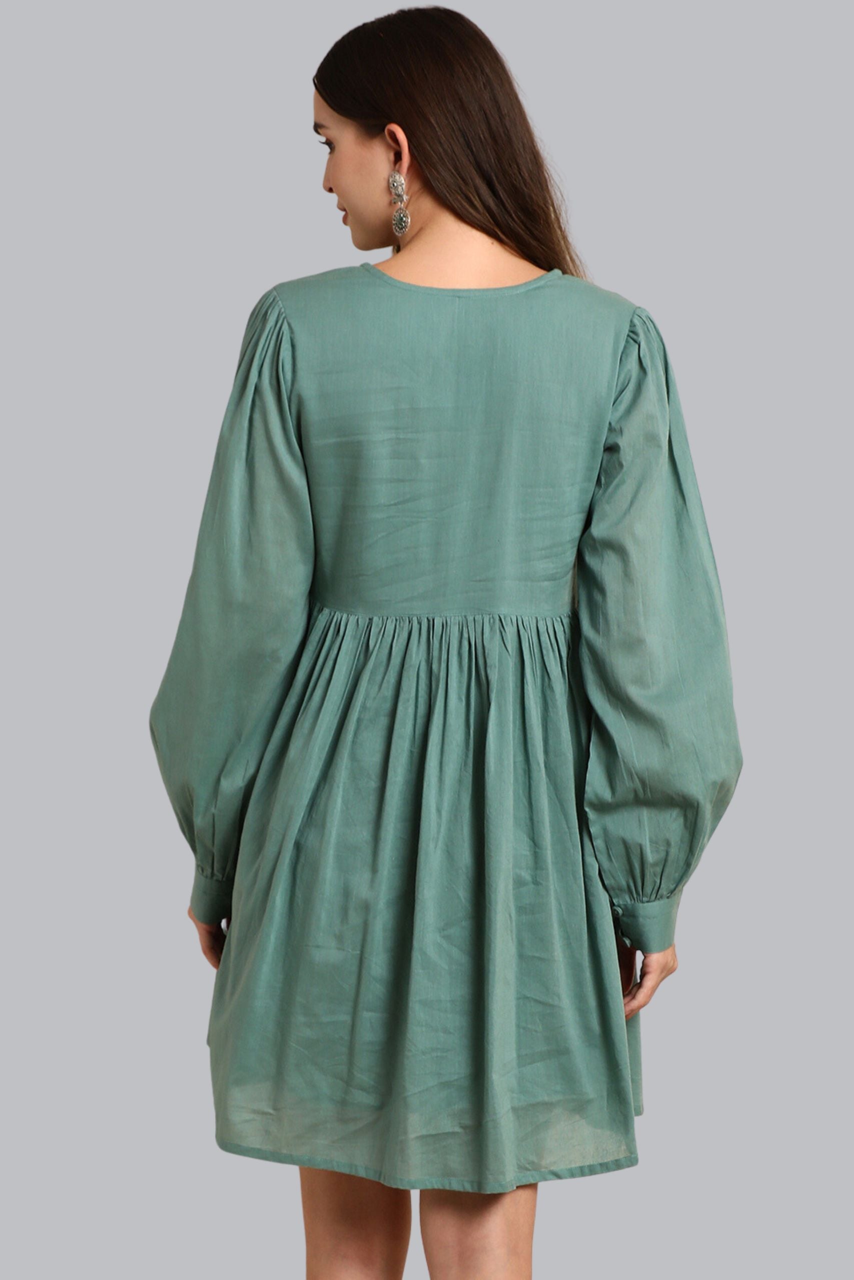 Taara Bottle Green Printed Viscose Silk Indo-Western Dress for Women –  Lakshita
