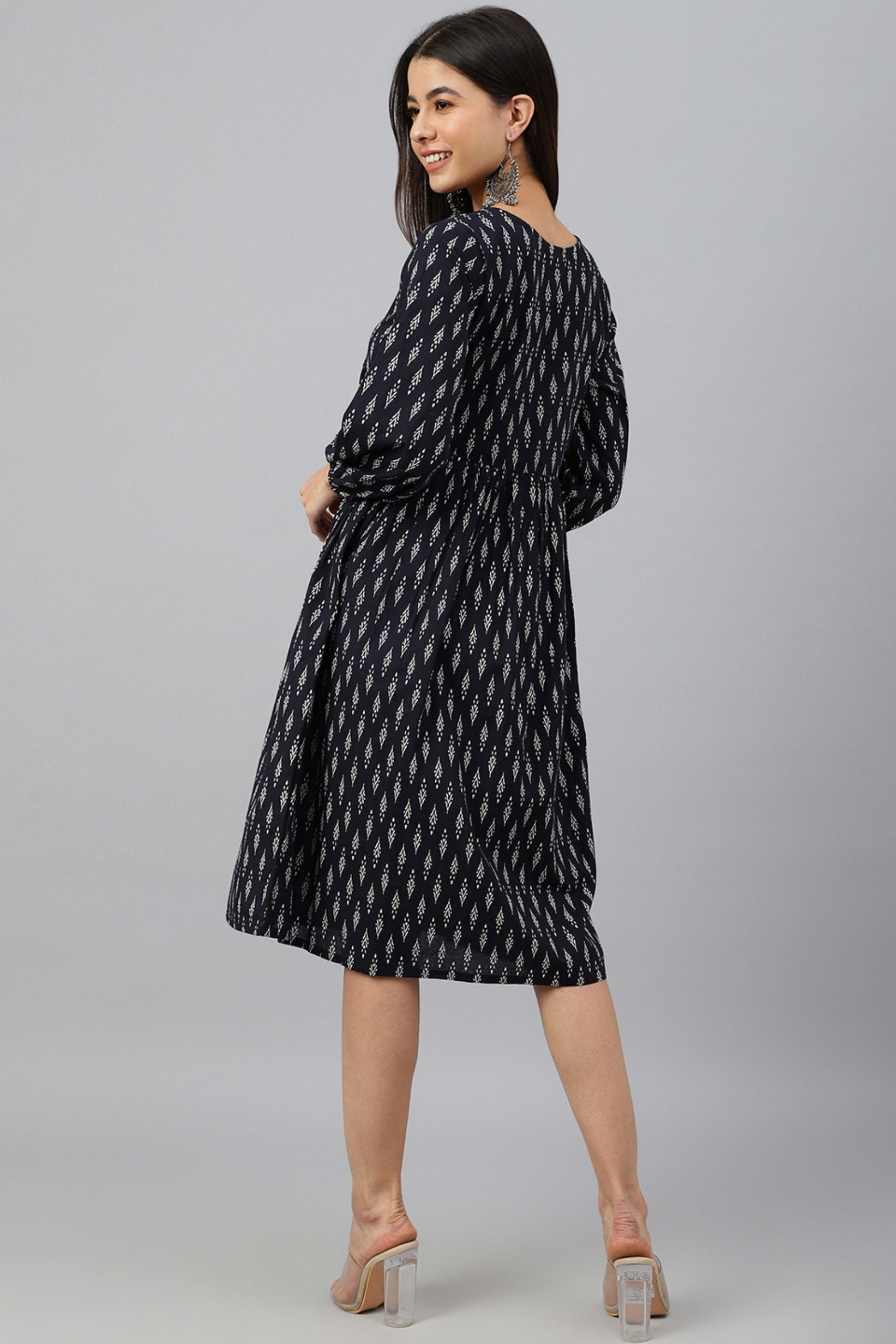 Black Cotton Printed Dress