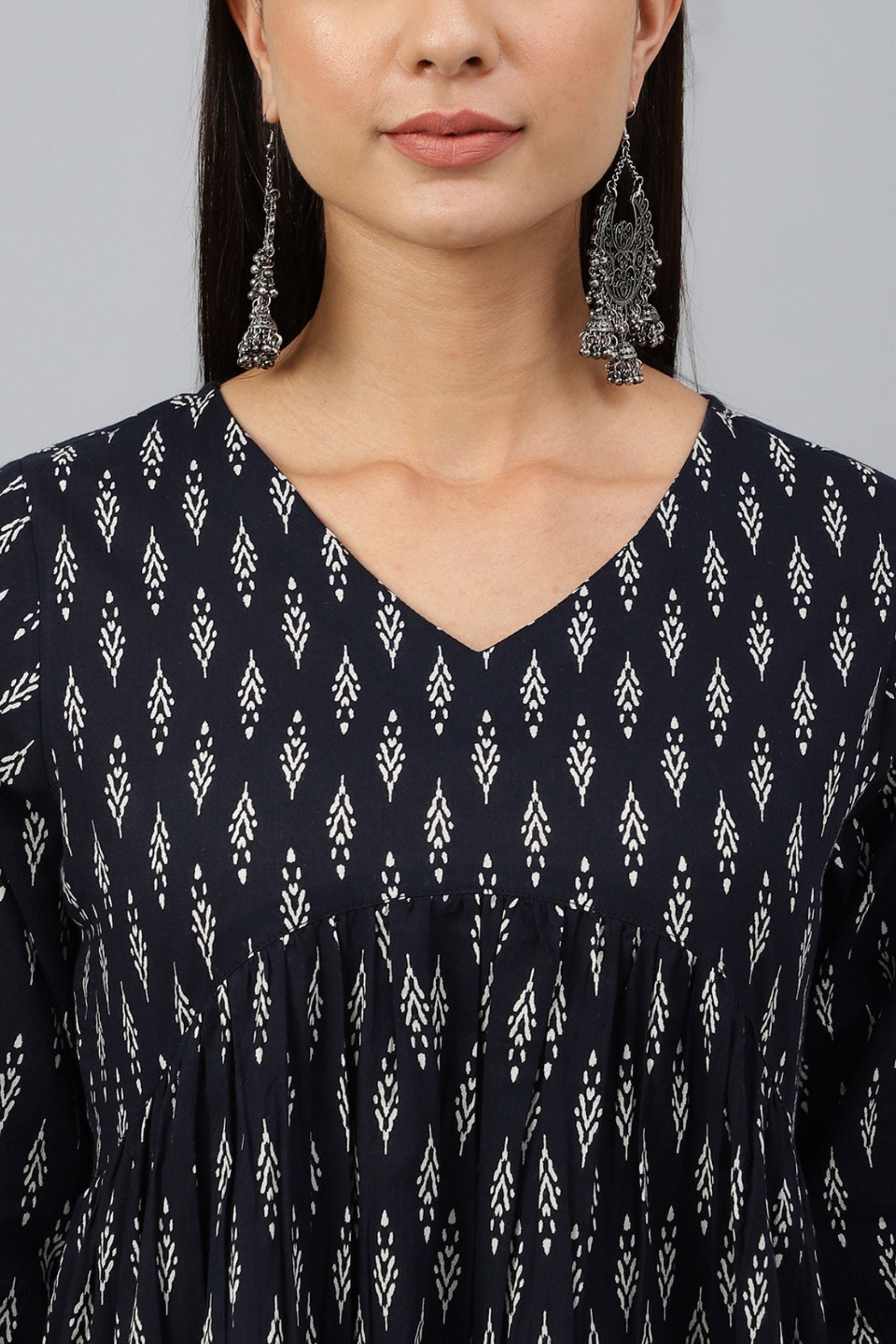 Black Cotton Printed Dress