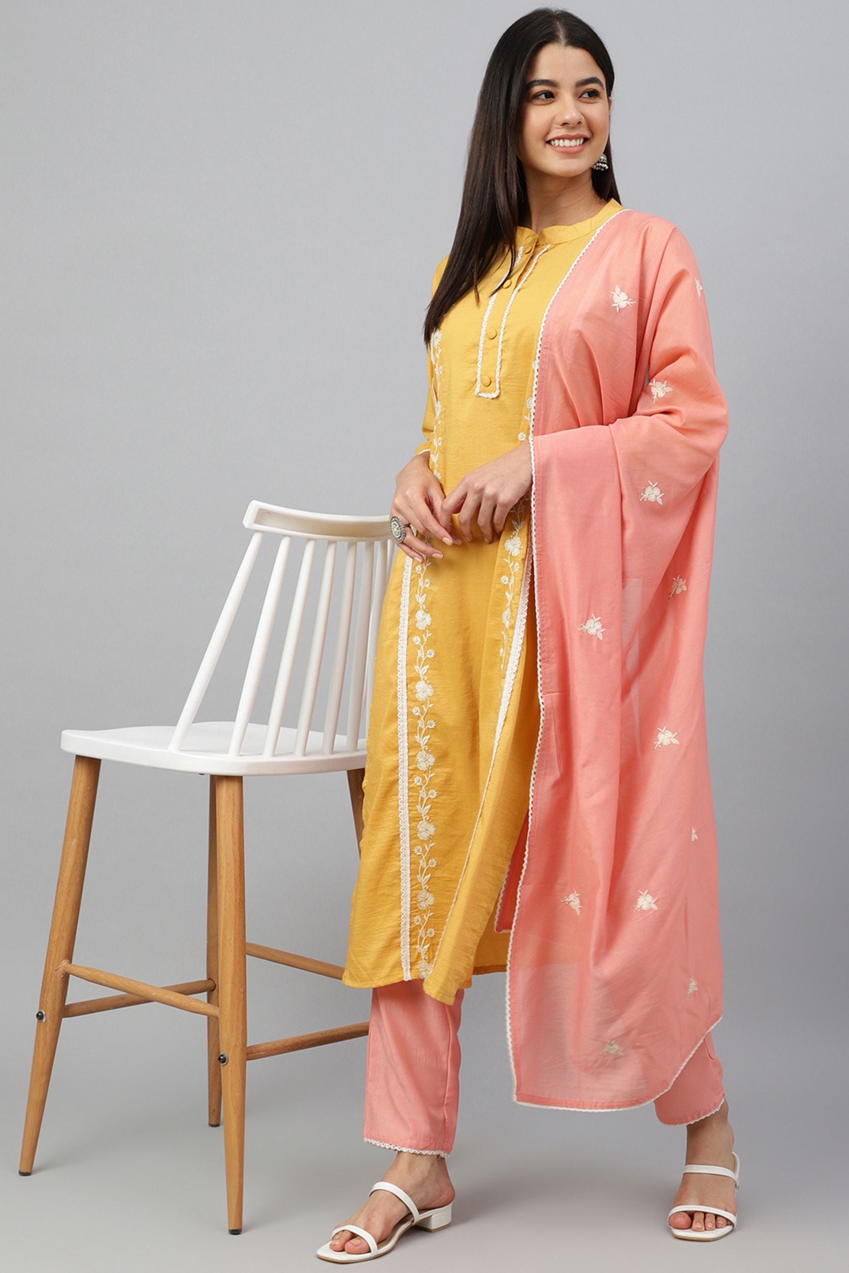 Women's Mustard Silk Kurta