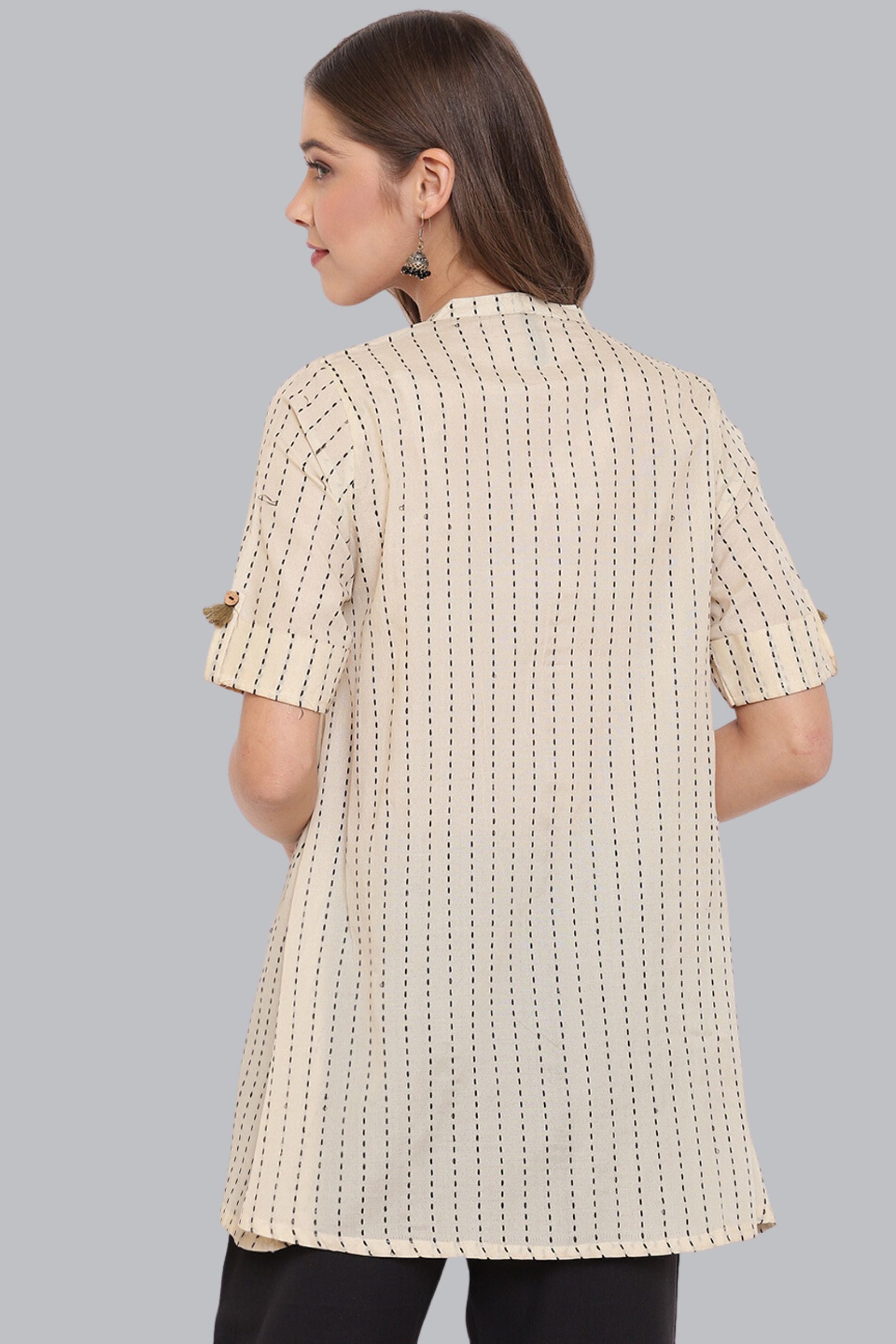 Cream Pleated Top