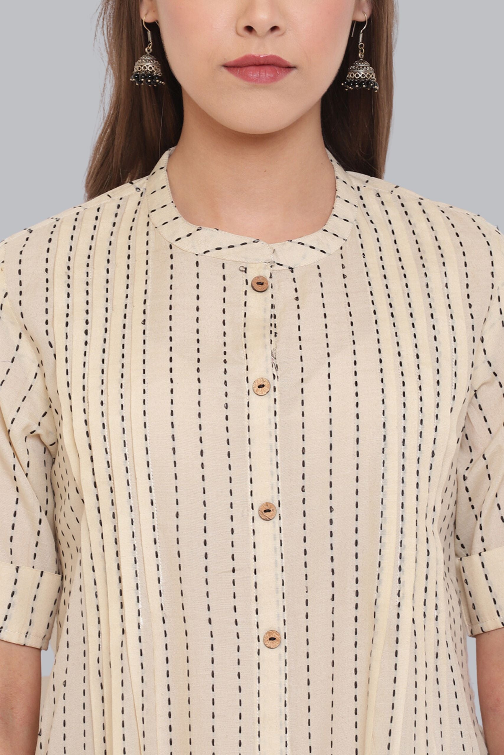 Cream Pleated Top