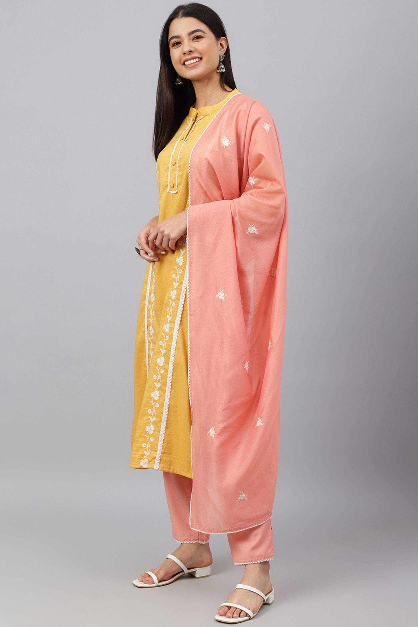 Women's Mustard Silk Kurta