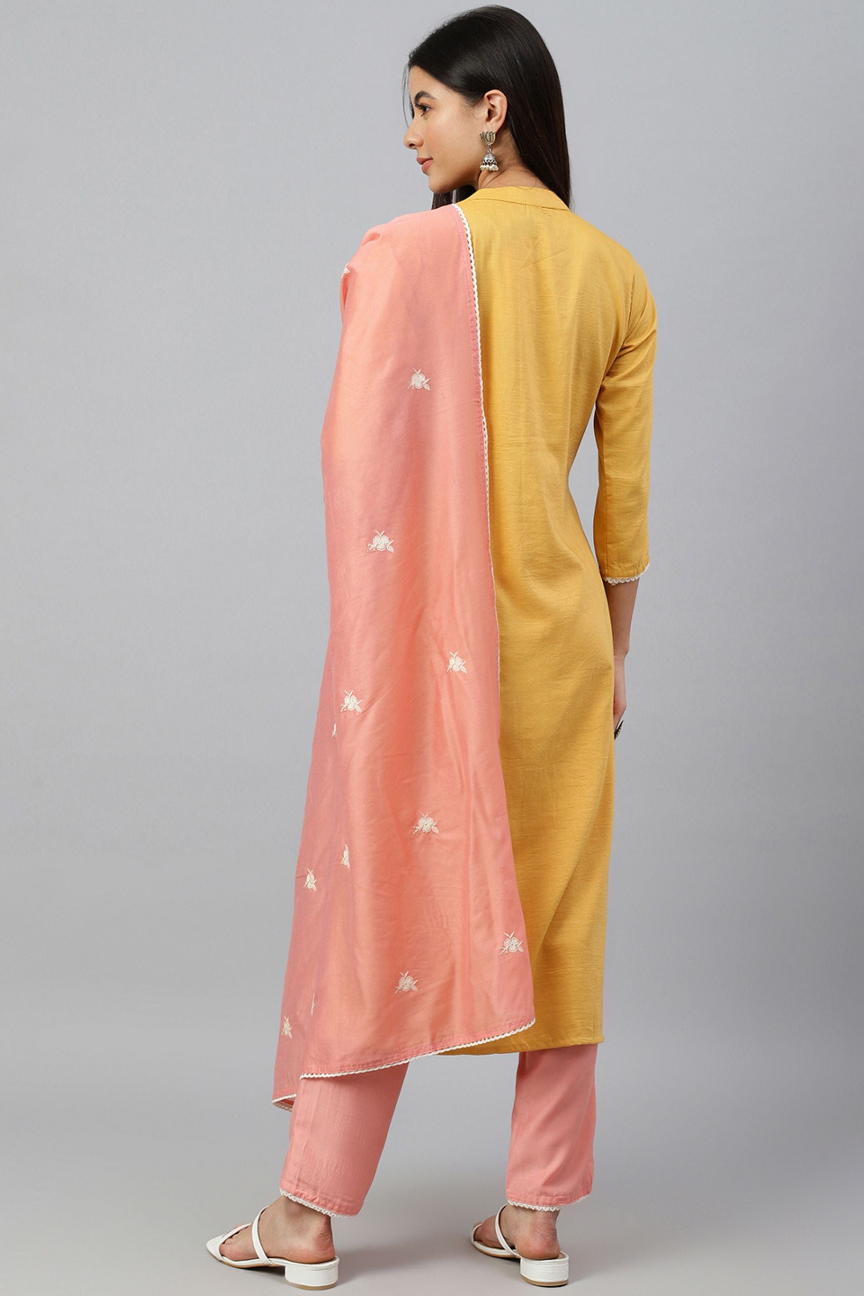 Women's Mustard Silk Kurta