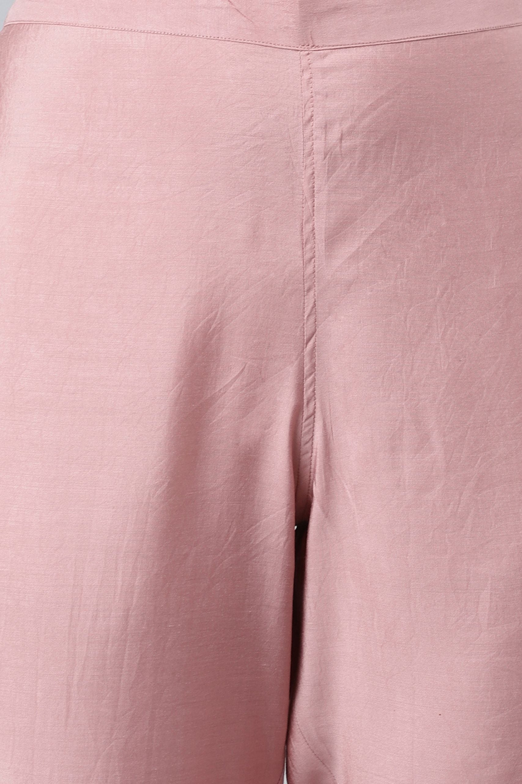 3 Piece Light Pink Silk Suit