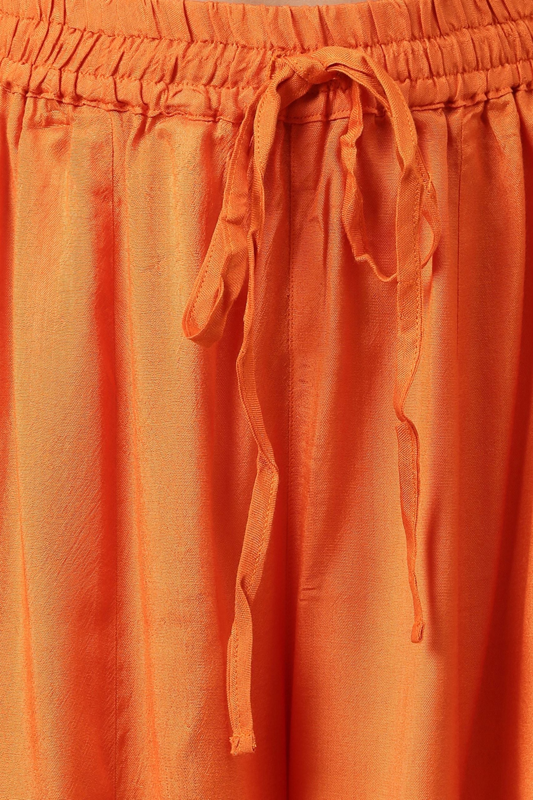 Orange Chanderi Silk Woven