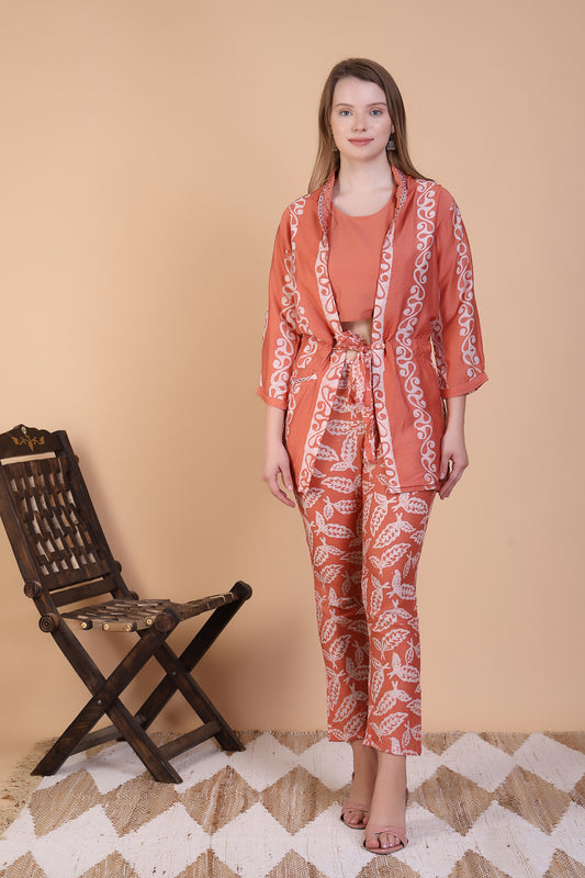 Three-Piece Rust Batik Co-ord SeT