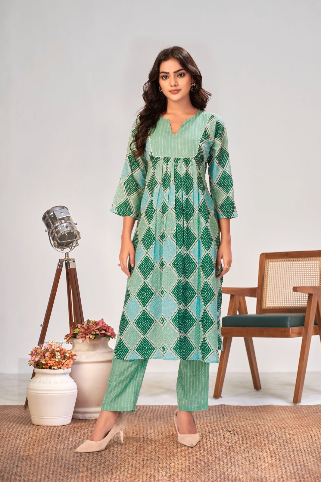 Cotton blend Geometrical Printed Co-ord Set