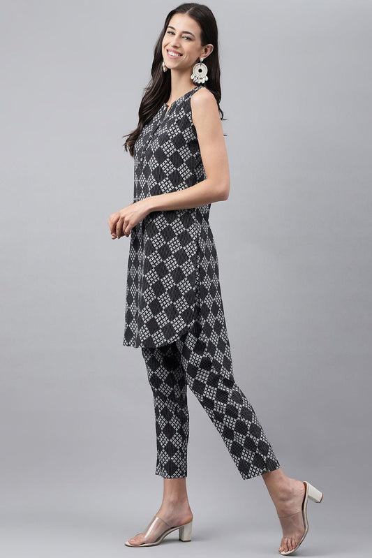 Black Cotton Motifs Kurta