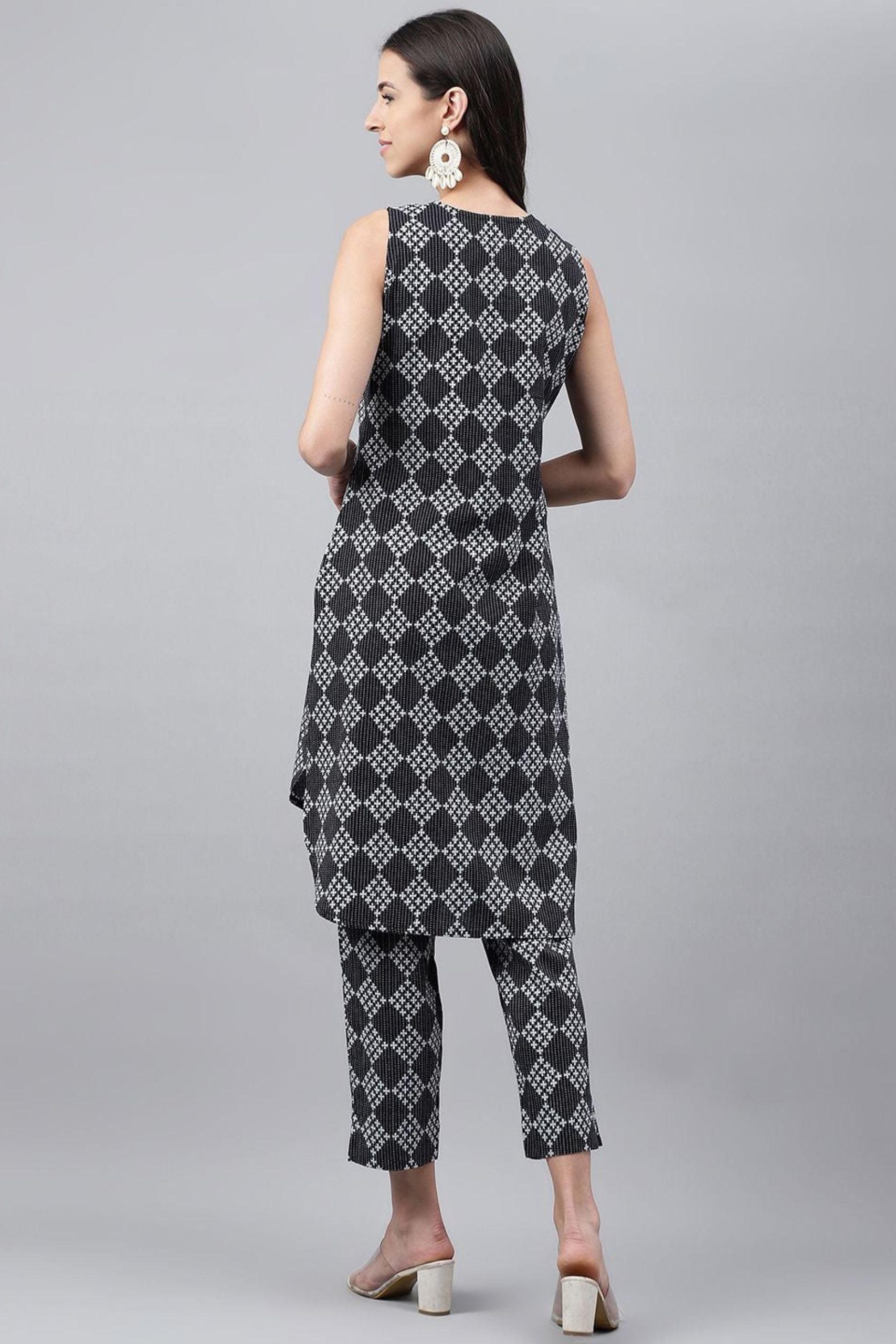 Black Cotton Motifs Kurta