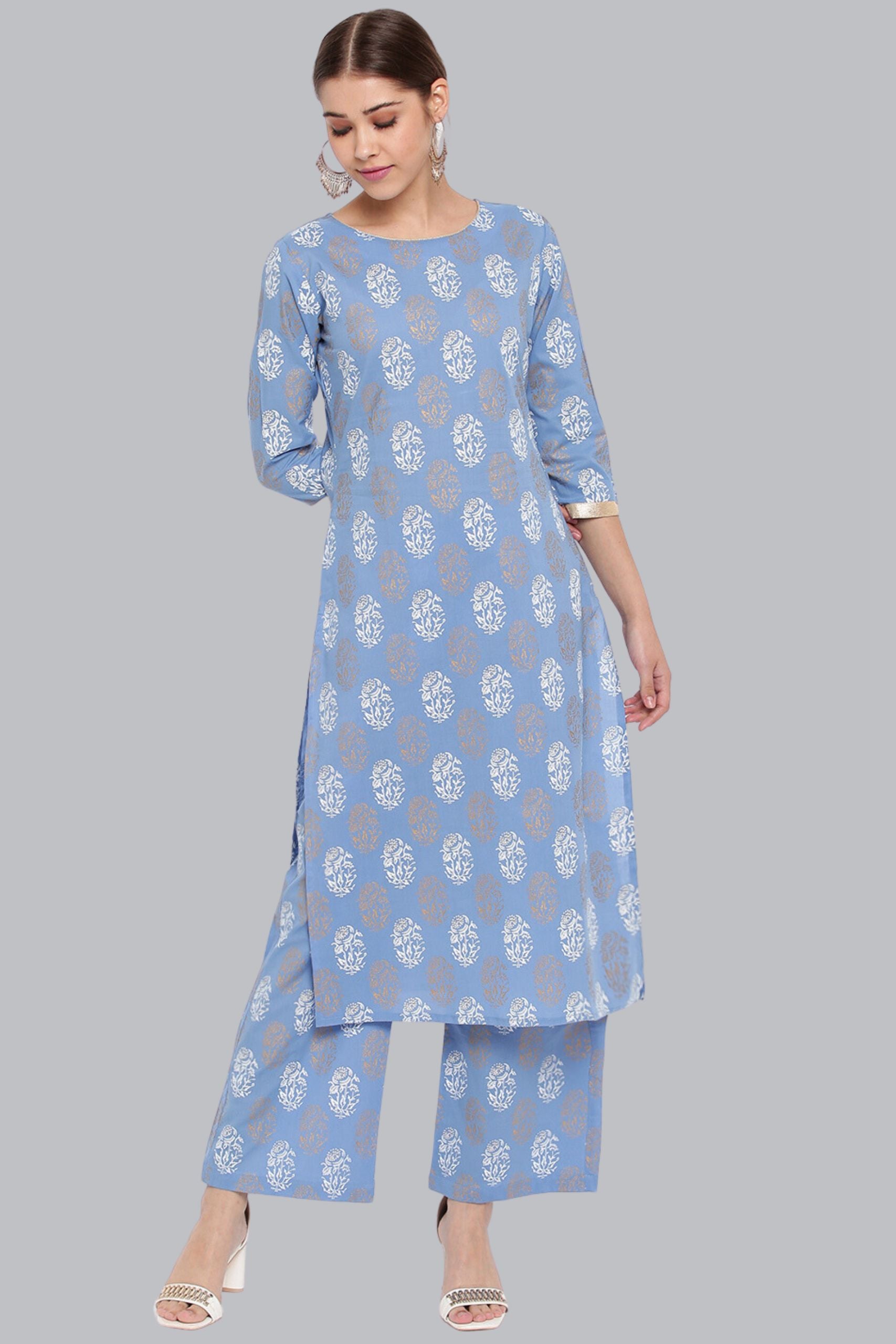 Women's Blue Floral Kurta