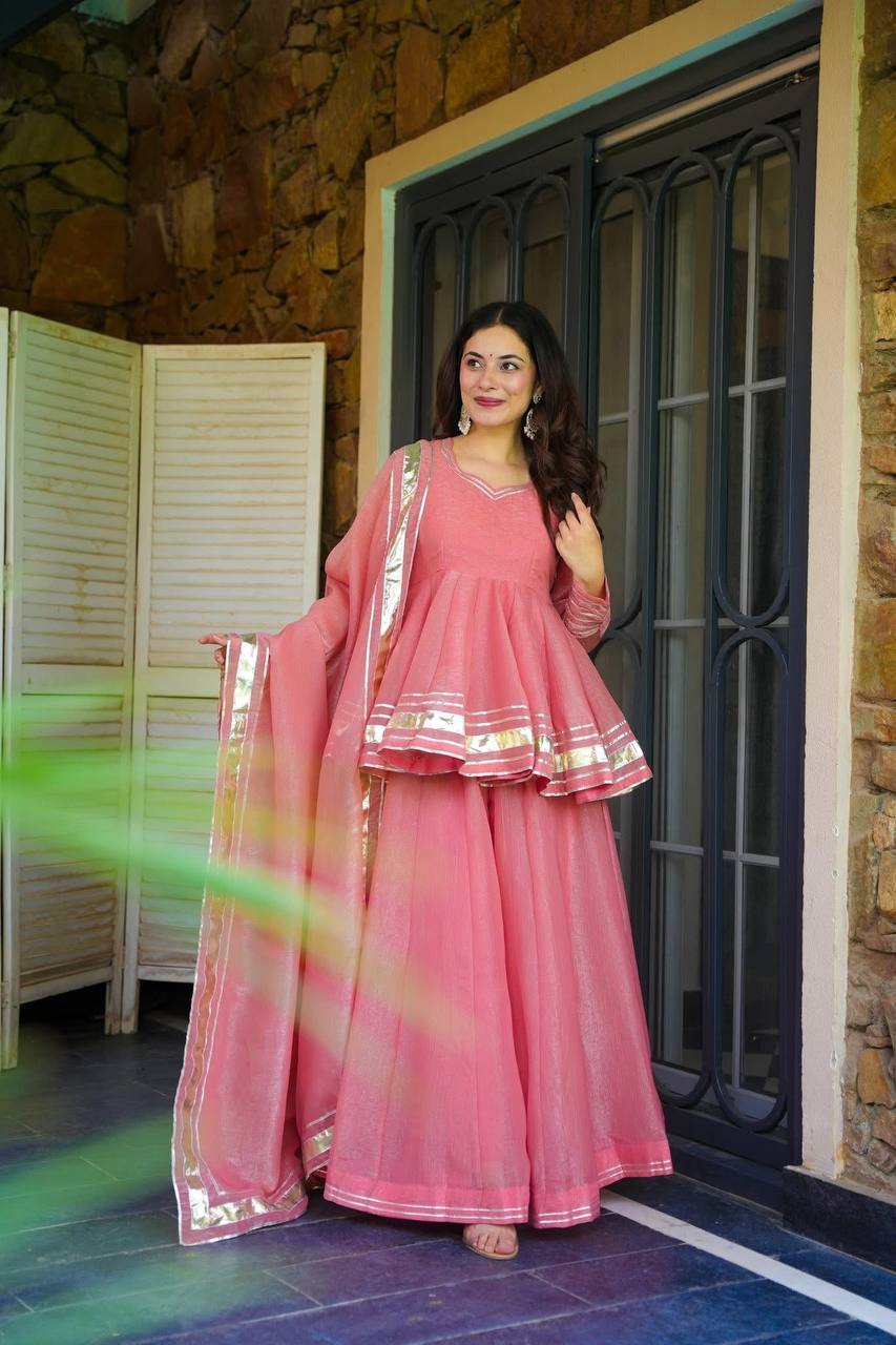Premium Tabby Organza Sharara Set