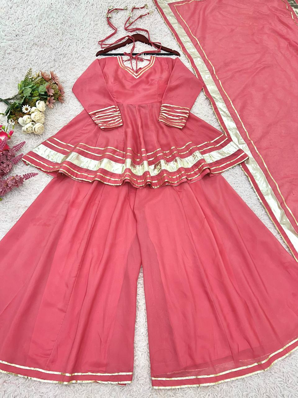 Premium Tabby Organza Sharara Set