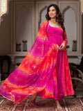 Pink Bandhni 3-Piece Anarkali Set
