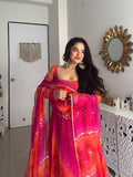 Pink Bandhni 3-Piece Anarkali Set
