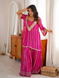 Rani Gold Zari Mirror Work Sharara Set