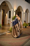 Soft Raw silk saree with traditional madhubani pallu