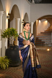 Soft Raw silk saree with traditional madhubani pallu