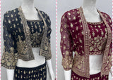 Glamorous Three-Piece Set with Embroidered Sequence Work