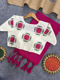 Elegant Khadi saree embroidery blouse Set