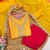 Red & Yellow bandhi tie-dye suit