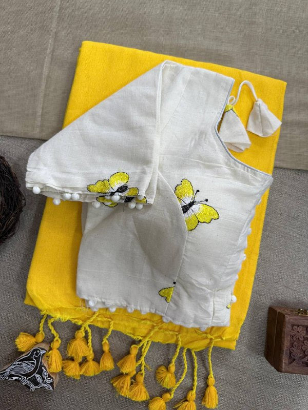 Elegance in Every Drape – Khadi Cotton Saree with Blouse