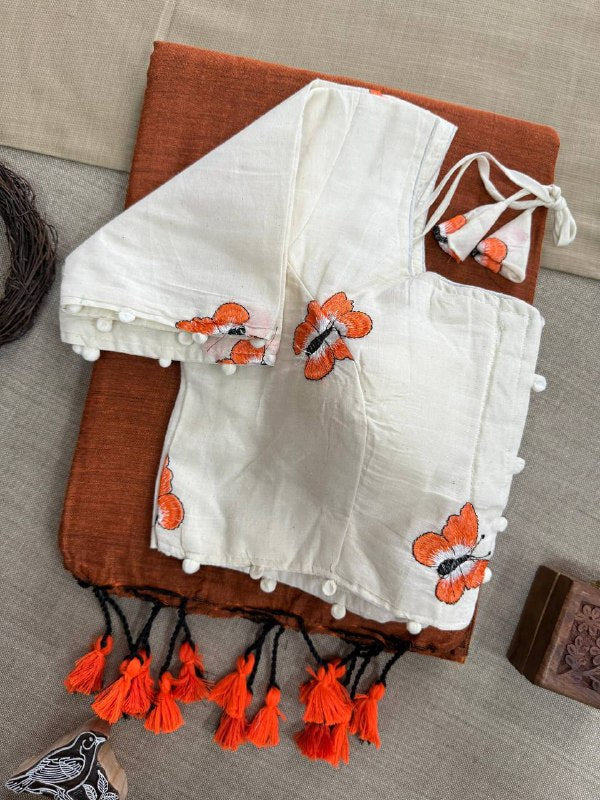 Elegance in Every Drape – Khadi Cotton Saree with Blouse