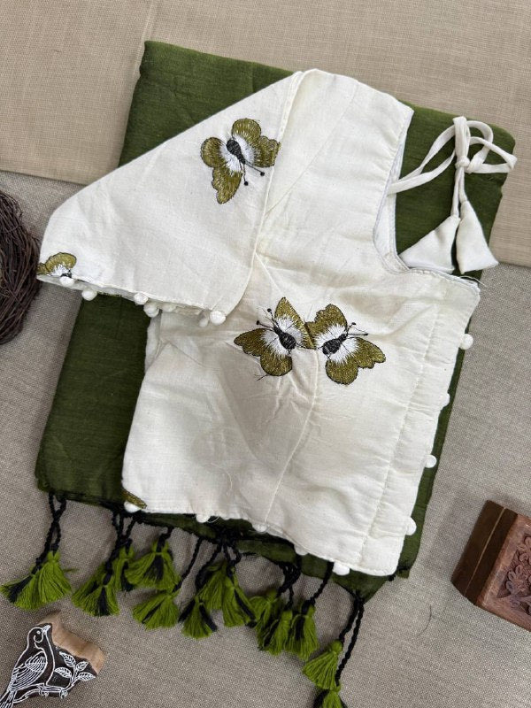 Elegance in Every Drape – Khadi Cotton Saree with Blouse