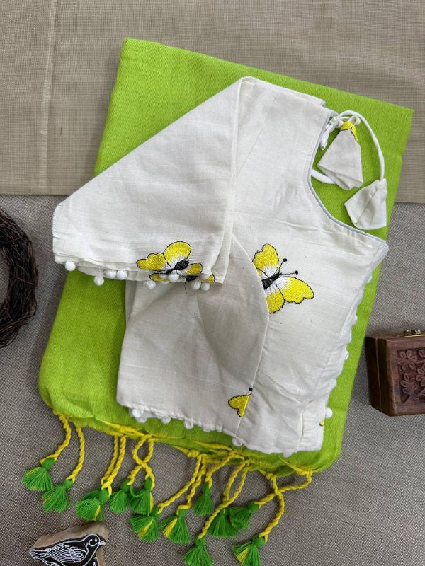 Elegance in Every Drape – Khadi Cotton Saree with Blouse