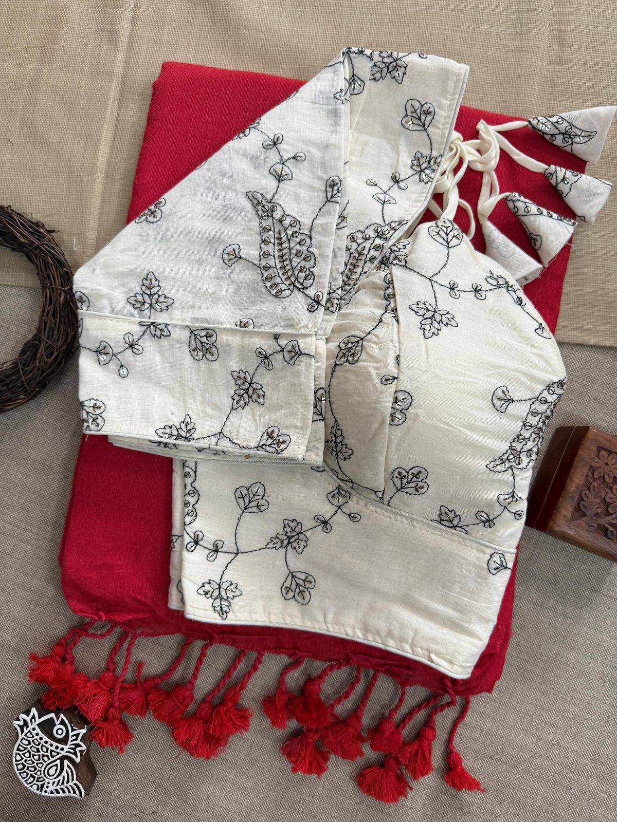 Classic Khadi Cotton Elegance Saree with Embroidery Blouse