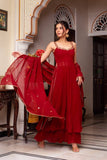 Elegant Women's Ethnic Set – 3-Piece Ensemble (Top, Palazzo & Dupatta)