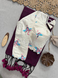 Timeless Charm: Khadi Cotton Saree & Embroidered Blouse Set