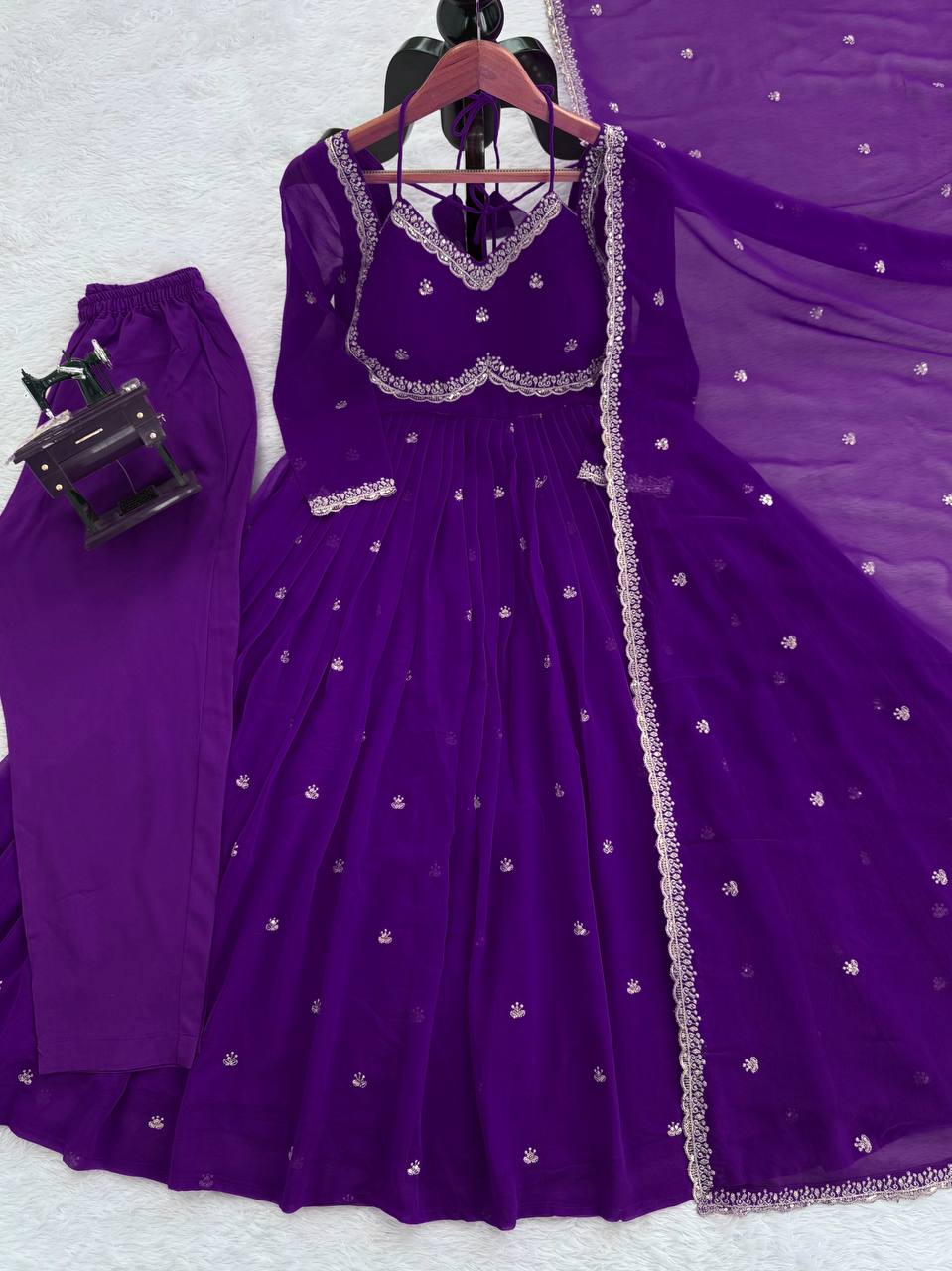 Red chili slit Anarkali Kurta Set Premium Suit Set | Festive & Party Wear