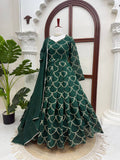 Green heavy embroidery anarkali suit set