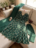 Green heavy embroidery anarkali suit set