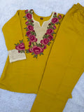 DIVA-165 – Yelloow Women's Embroidered Rayon Slub Co-Ord Set