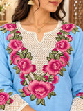 DIVA-165 – Blue Women's Embroidered Rayon Slub Co-Ord Set