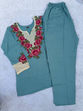 DIVA-165 – Blue Women's Embroidered Rayon Slub Co-Ord Set