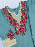 DIVA-165 – Blue Women's Embroidered Rayon Slub Co-Ord Set