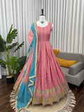 Elegant Chinon Silk Anarkali 3-Piece Set