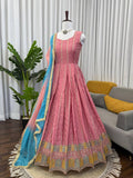 Elegant Chinon Silk Anarkali 3-Piece Set