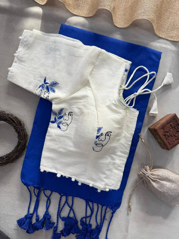 Elegant Khadi Cotton Saree with Flower Design