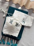 Elegant Khadi Cotton Saree with Flower Design