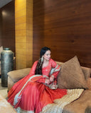 Elegant Chinon Silk Anarkali 3-Piece Set