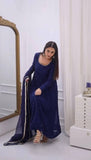 Elegant Faux Georgette Gown Set with Dupatta &amp; Pant
